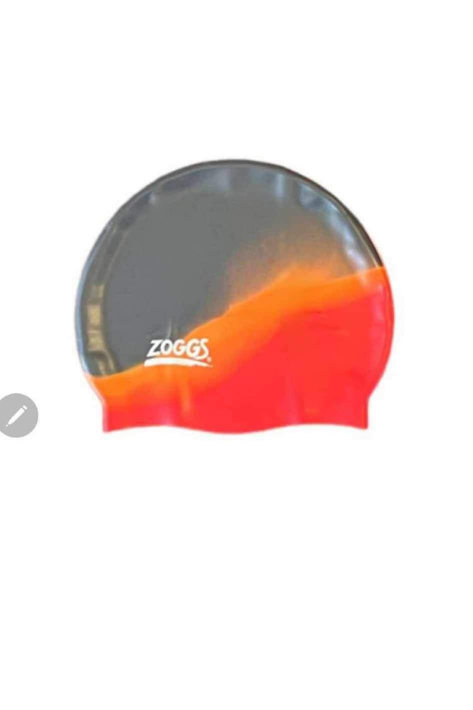 Zoggs Multi Silicone Swimming Cap - Red / Orange / Green
