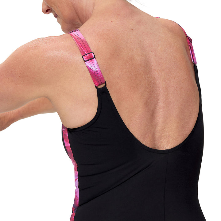 Speedo Womens Shaping Lunalustre Print One Piece - Anthracite/Ruby