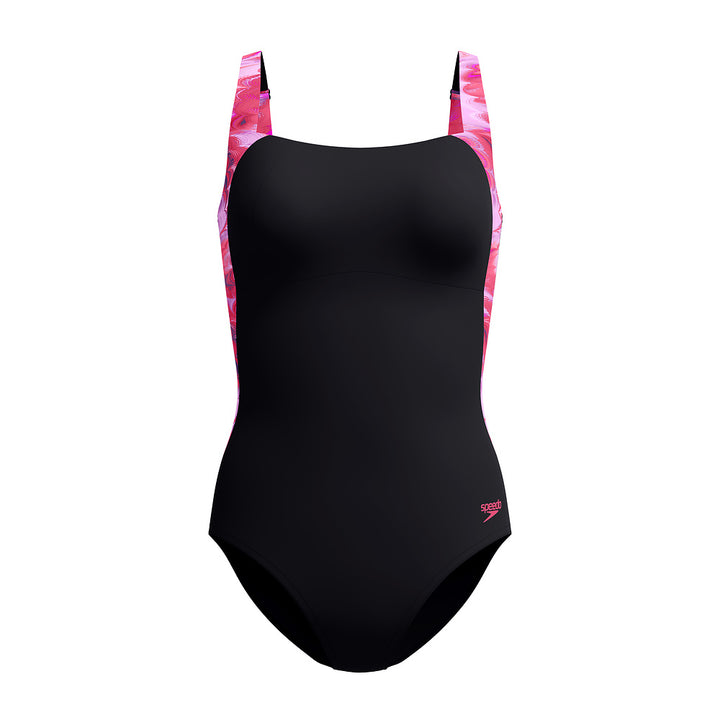 Speedo Womens Shaping Lunalustre Print One Piece - Anthracite/Ruby