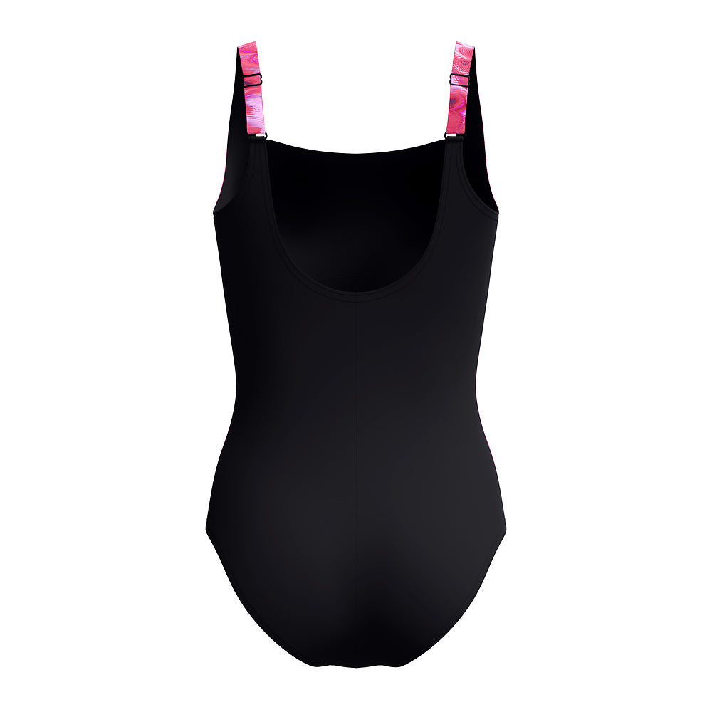 Speedo Womens Shaping Lunalustre Print One Piece - Anthracite/Ruby