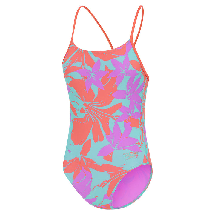Speedo Kaluna Floral Girls Lane Line Back