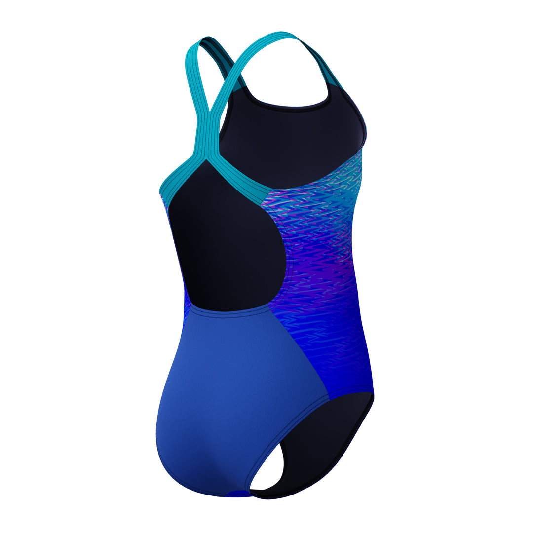 Speedo Junior Girls Print Placement Powerback One Piece