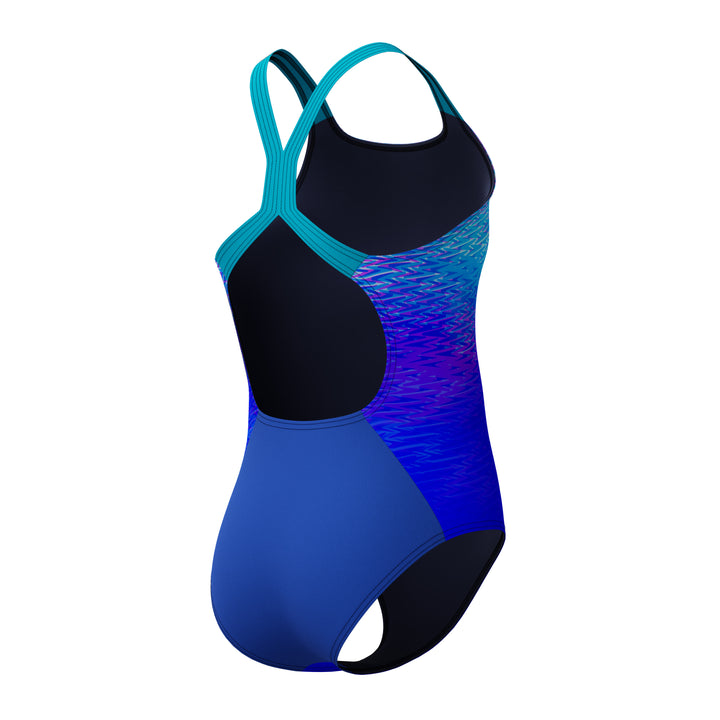 Speedo Junior Girls Print Placement Powerback One Piece