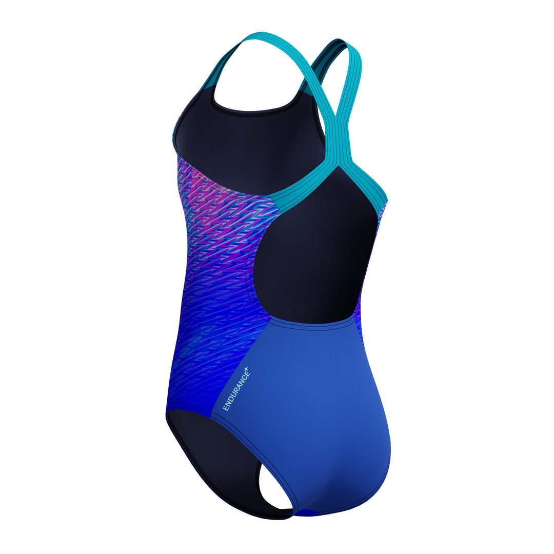 Speedo Junior Girls Print Placement Powerback One Piece