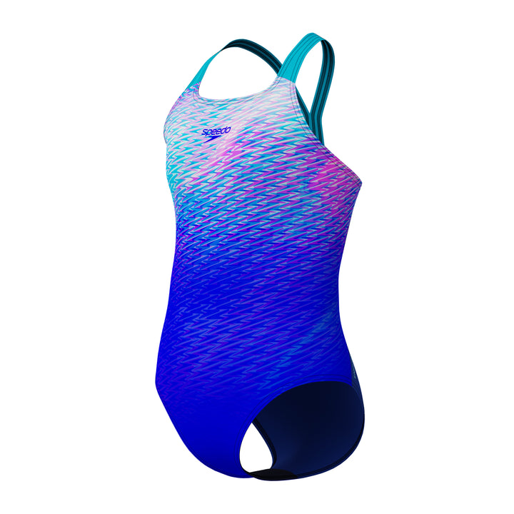 Speedo Junior Girls Print Placement Powerback One Piece