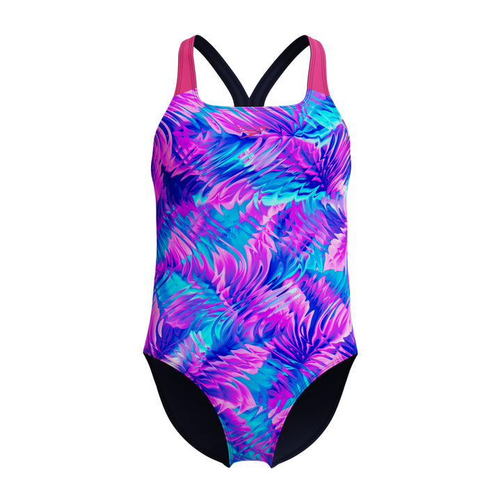 Speedo Junior Girls Allover Print Powerback One Piece