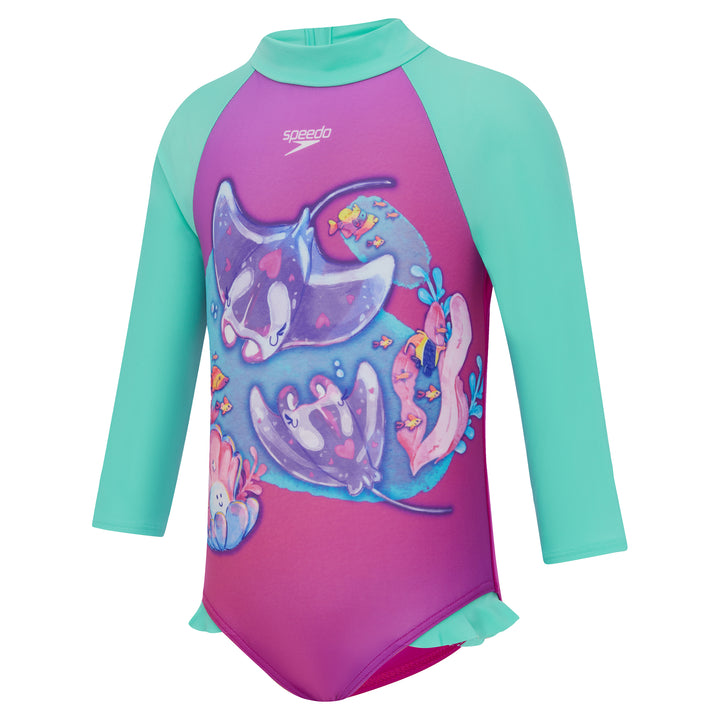 Speedo Toddler Girls Digital Long Sleeve Frill Swimsuit