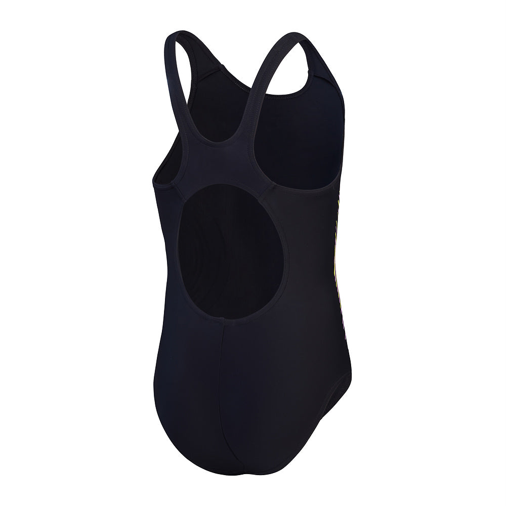 Speedo Girls Placement Muscleback - Black/Sweet Purple/Lemon Drizzle