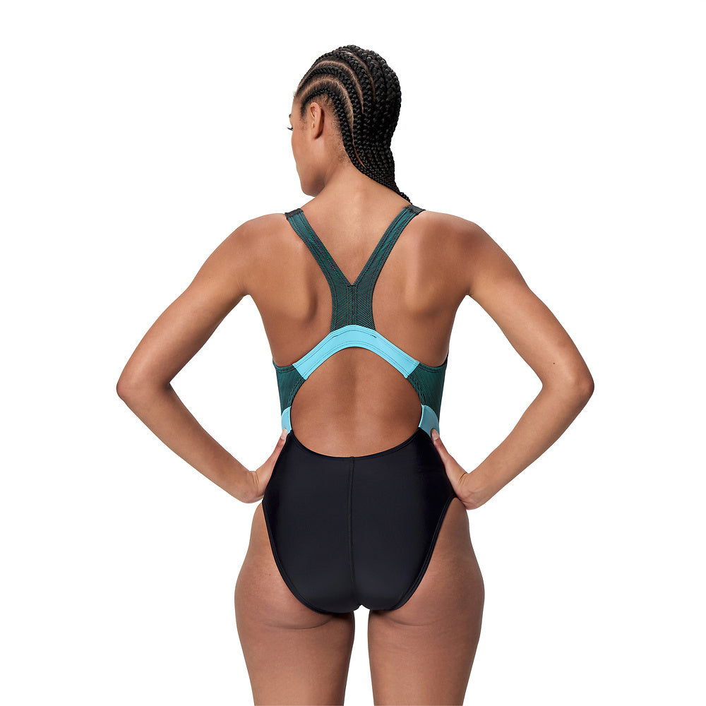 Speedo Womens Quantum One Piece With Hydrabra - Anthracite/Angelic Blue