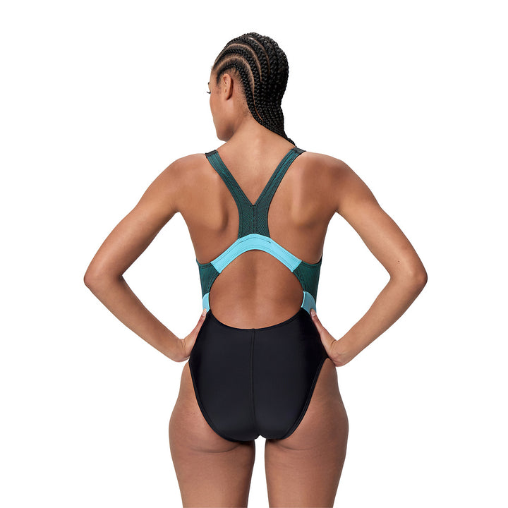 Speedo Womens Quantum One Piece With Hydrabra - Anthracite/Angelic Blue