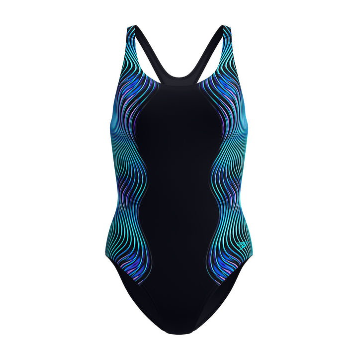 Speedo Womens Engineered Print Butterfly Back One Piece - Anthracite