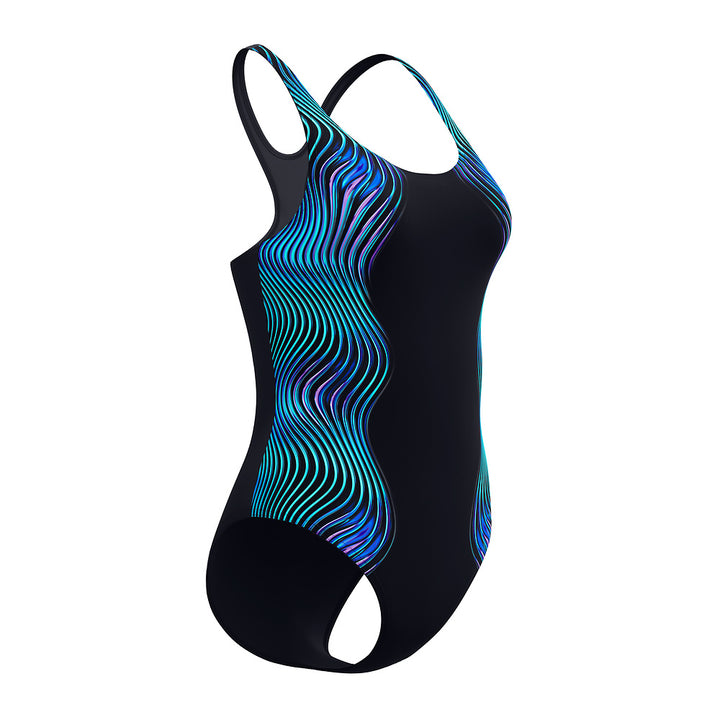 Speedo Womens Engineered Print Butterfly Back One Piece - Anthracite