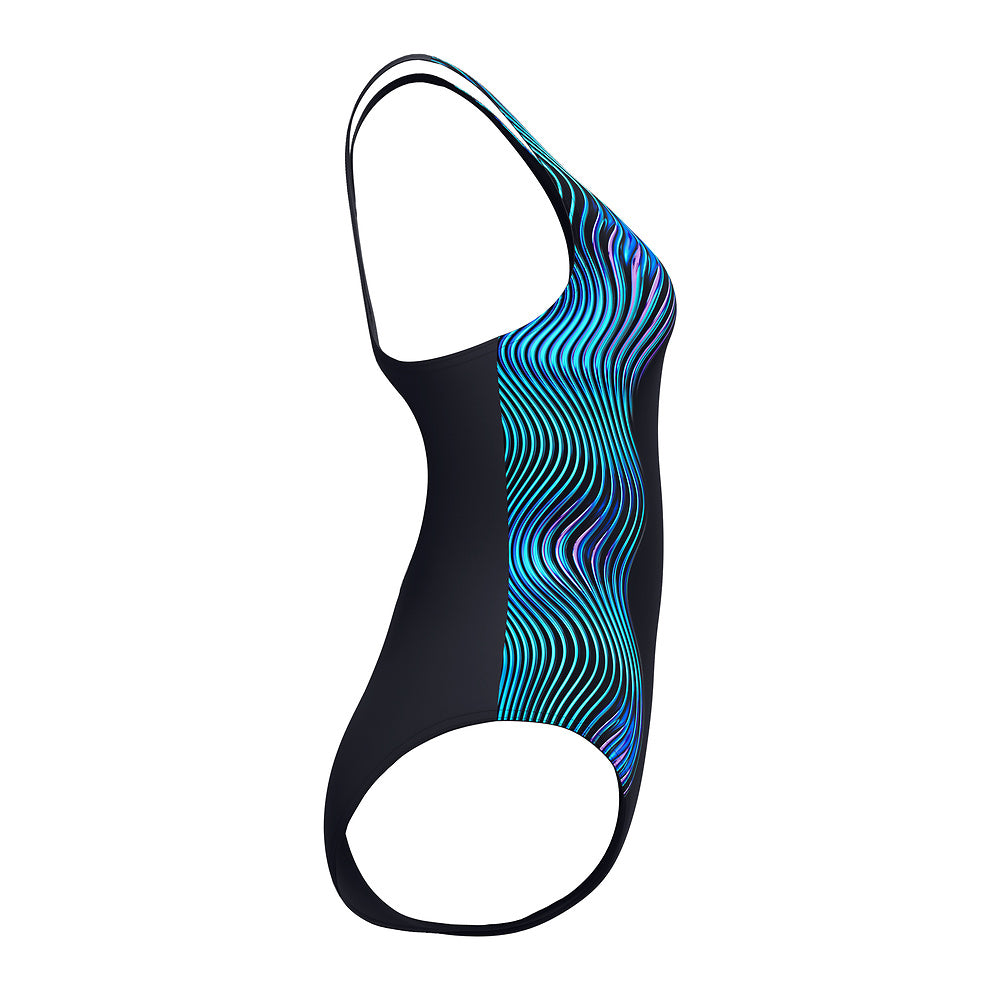 Speedo Womens Engineered Print Butterfly Back One Piece - Anthracite