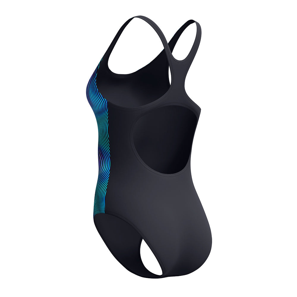 Speedo Womens Engineered Print Butterfly Back One Piece - Anthracite