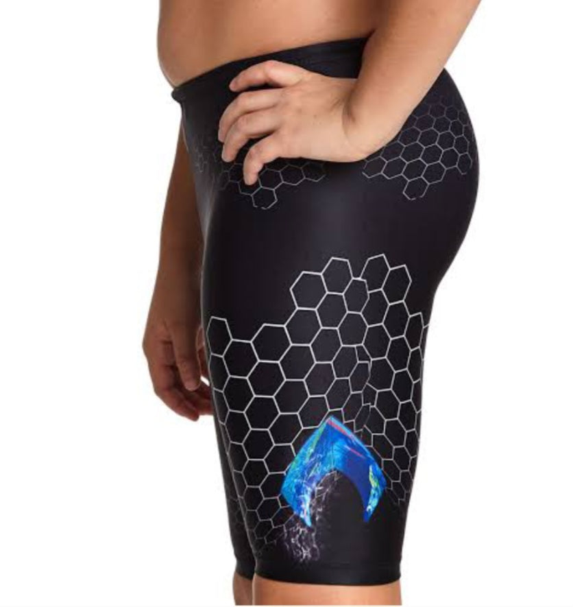 alt="Aquaman Motif and Print on Zoggs Aquaman Jammer Men's Swimwea