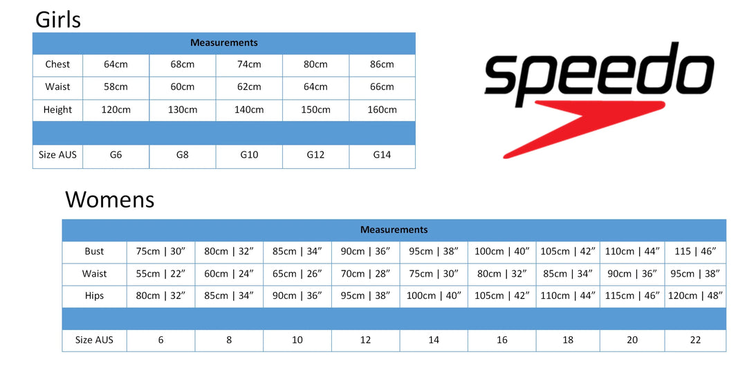 Speedo swim size chart online