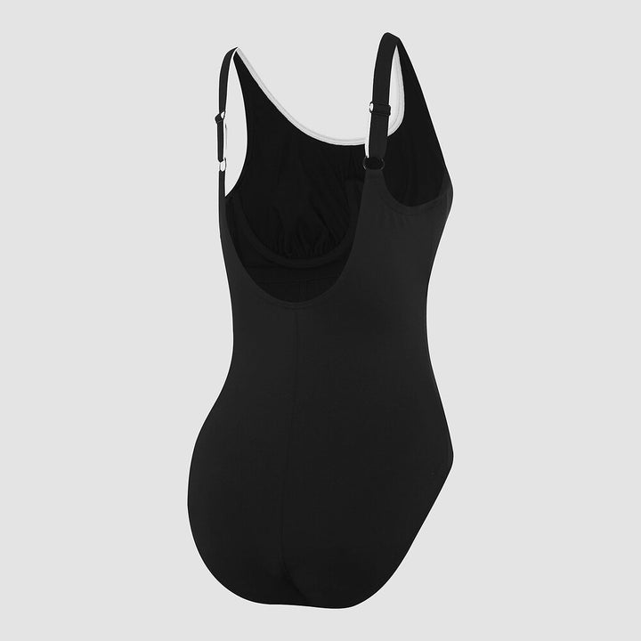 Speedo Womens Concealed D Cup Tank One Piece - Black/White