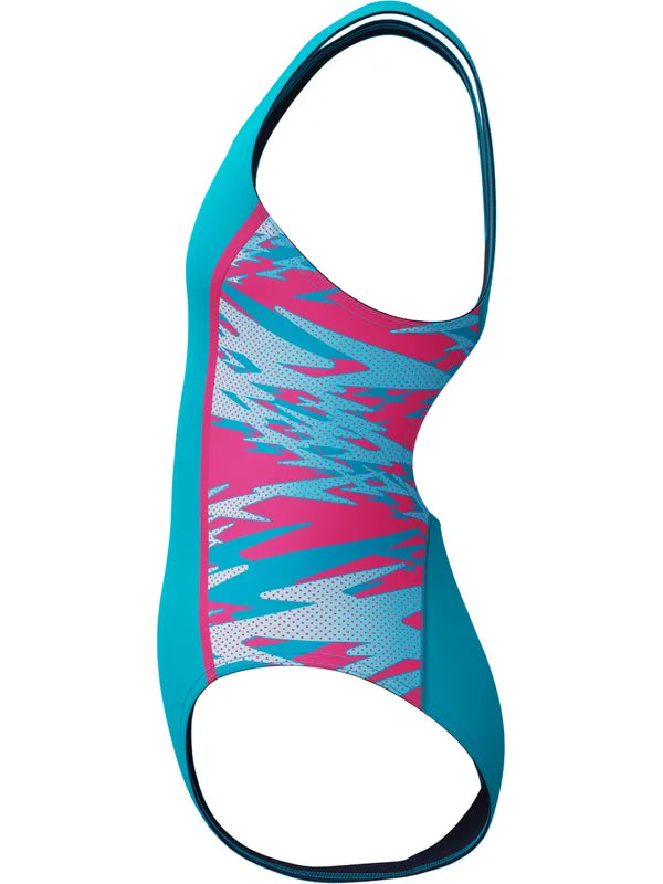 Speedo Junior Girls Hyperboom Splice Muscleback One Piece - Mayan Blue/Margarita Pink