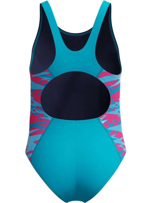 Speedo Junior Girls Hyperboom Splice Muscleback One Piece - Mayan Blue/Margarita Pink