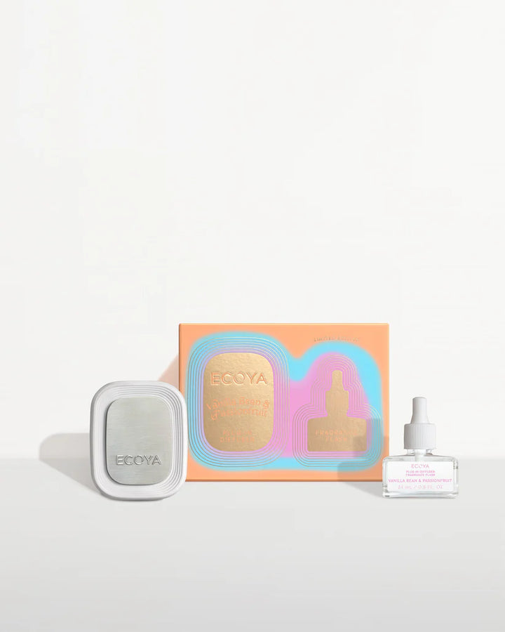 Ecoya Sorbet Summer: Vanilla Bean & Passionfruit Plug-in Diffuser Set